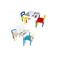 Mesa Didática Infantil com 2 Cadeiras, Tampo com Porta-Objetos Mesa Educativa