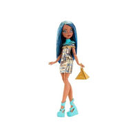 Monster High, Boneca Cleo Articulável com Vestido Dourado e Acessórios, Para crianças a partir de 4 anos