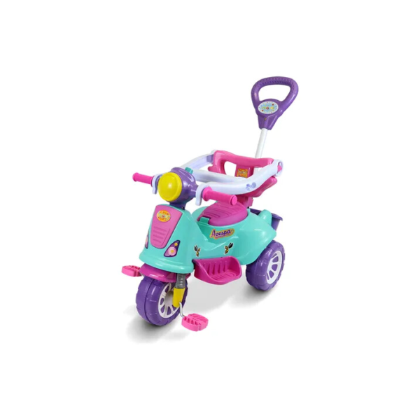 Triciclo Infantil de Passeio e Pedal Com Empurrador Avespa Pink - Maral