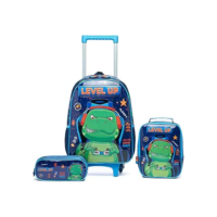 Kit Mochila de Rodinhas Dinossauro Masculina Estojo Escolar Lancheira Térmica