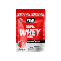 FTW Whey Protein 100% Concentrado - Suplemento Proteico para Atletas - Auxilia na Formação de Músculos para seus Treinos - Fonte de Proteína de Alto Valor Biológico - Sabor: Morango - Refil 900g