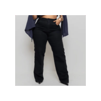 Calça Plus Size Jeans Feminina Wide Leg Levanta Bumbum