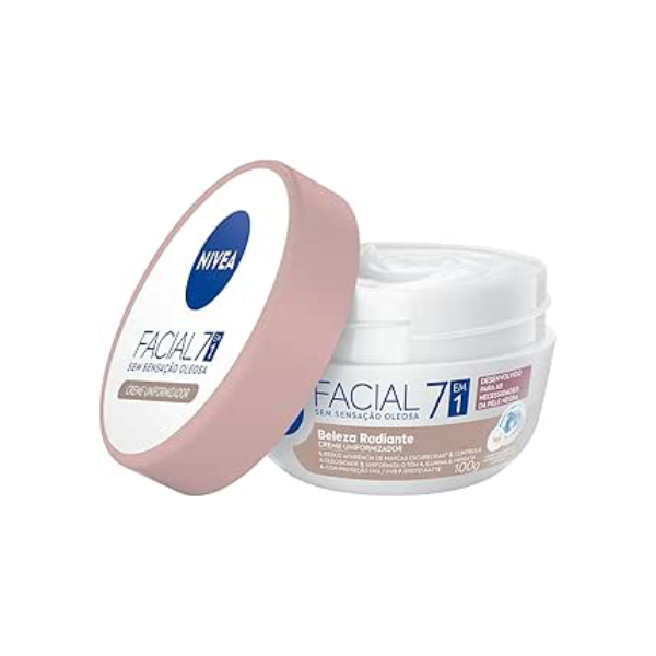 NIVEA Hidratante Facial Beleza Radiante 7 em 1 100g - 7 benefícios em 1 potinho: reduz marcas escurecidas, controla oleosidade, uniformiza, ilumina, hidrata, proteção UVA/UVB e efeito matte