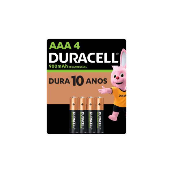Pilha Recarregável AAA Palito Duracell Com 4 Unidades