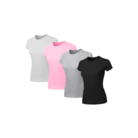 Kit 4 Blusas Feminina Tshirt Algodão Camiseta Baby Look