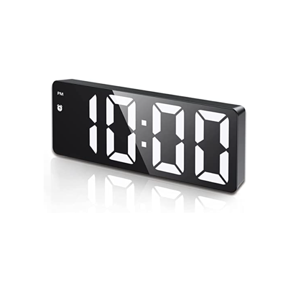 (Versão atualizada) Relógio despertador digital, Relógio LED para quarto, Relógio eletrônico de mesa com visor de temperatura, brilho ajustável, controle de voz, visor 12/24H para casa, dormitório, escritório