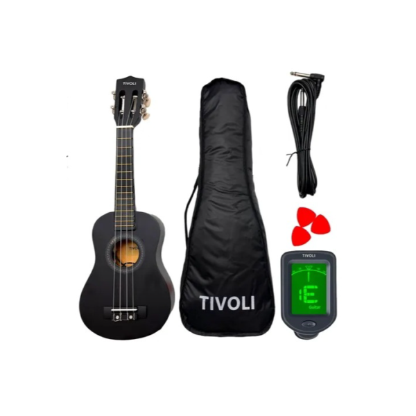 Ukulele Tivoli Concert Eletroacústico com Capa, Afinador e Cabo – Som Profissional e Portátil