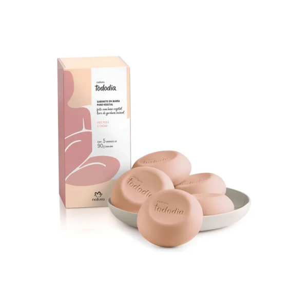 Sabonete Natura todoDia noz pecan e cacau em barra 5 unidades 90g cada
