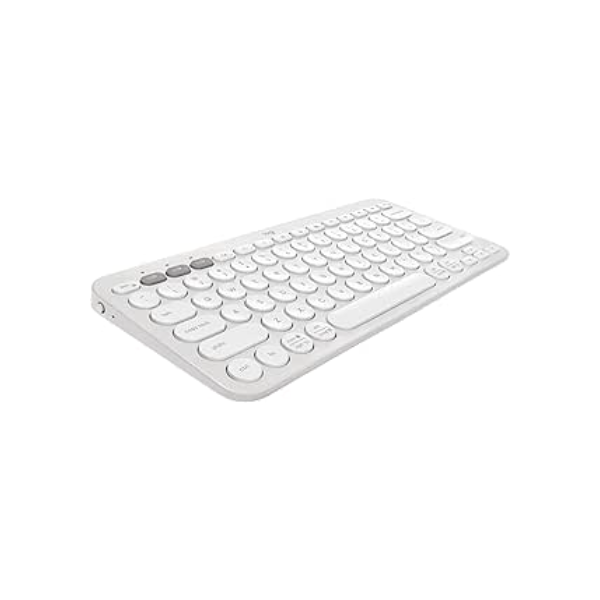 Teclado sem fio Logitech Pebble Keys 2 K380s com Conexão Bluetooth Easy-Switch e Pilha Inclusa - Compatível com PC, Mac, Chrome OS, Android, iOS e Apple TV, Layout US - Branco