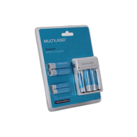 Pilhas Recarregáveis Com Carregador - 8 Unidades De Pilhas Recarregavel 4 AA E4 AAA Multilaser Bilvolt