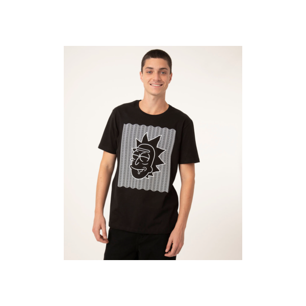 camiseta de algodão manga curta rick and morty preta