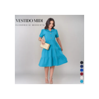 Vestido Feminino Midi Moda Evangélica Soltinho Confortável