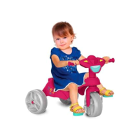 Bandeirante Mototico Passeio & Pedal Triciclo, Rosa/Verde, 76 x 50.5 x 91 cm