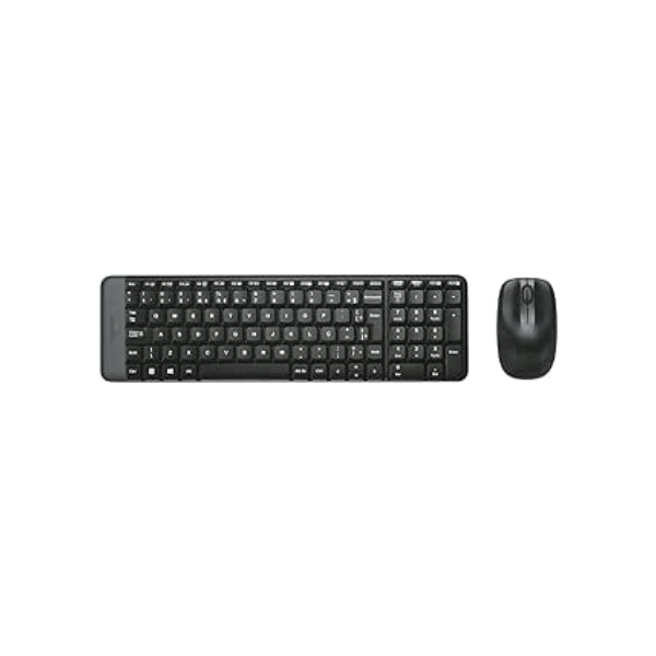 Combo Teclado e Mouse sem fio Logitech MK220 com Design Compacto, Conexão USB, Pilhas Inclusas e Layout ABNT2 Preto