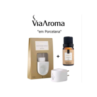 Kit Aromatizador de Ambiente elétrico em Porcelana Original+1 Essencia 10ml Via Aroma a escolher