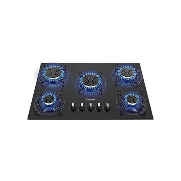 Cooktop a Gás, 5 Bocas, Mondial, Preto/Inox, Bivolt - CTG-02