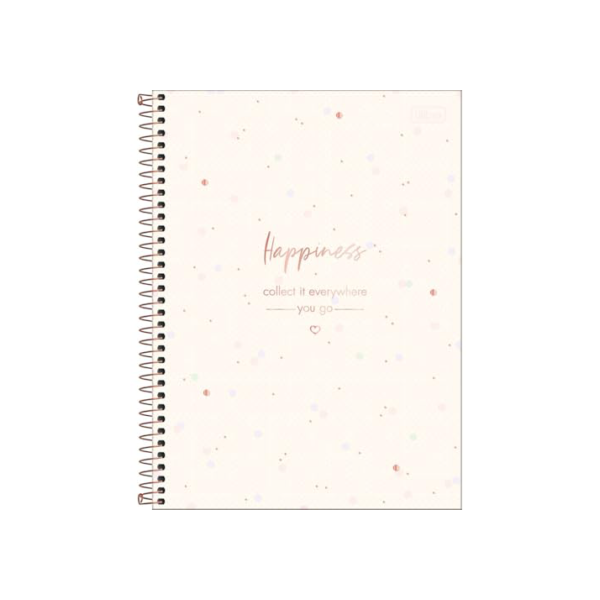 Tilibra - Caderno Espiral Capa Dura Universitário 10 Matérias Soho 160 Folhas - Bolinhas Pequenas - Happiness