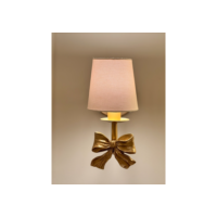 Arandela Laço Dourado + Cúpula Bege Quarto Bebê Infantil