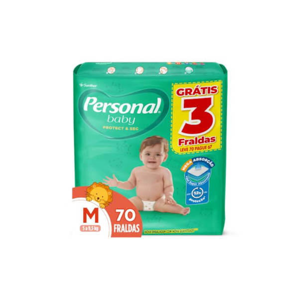 Personal Fralda Protect E Sec M Hiper, 70 Unidades