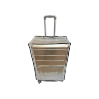 Capa Para Mala de Viagem Protege Contra Arranhões e Impacto Plástico Cristal Transparente Grosso P M G Fechamento com Velcro (Preta, Grande)