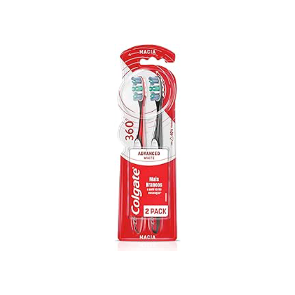 Escova Dental Colgate 360º Luminous White 2Unid Promo Leve 2 Pague 1, Cores Sortidas