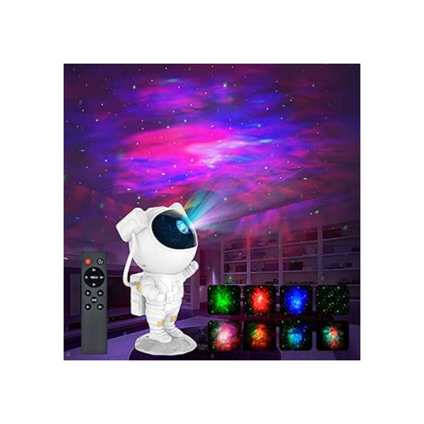 Projetor de luz de galáxia em forma de astronauta, projetor Space Buddy, luz noturna para quarto, controle remoto e temporizador, projetor de estrelas no teto Astro Alan para crianças e adultos
