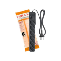 Extensão Régua Filtro De Linha Protetor Energia Elétrica 6 Tomadas Fiolux Powerlink 127 220 (1 Metro Preto)
