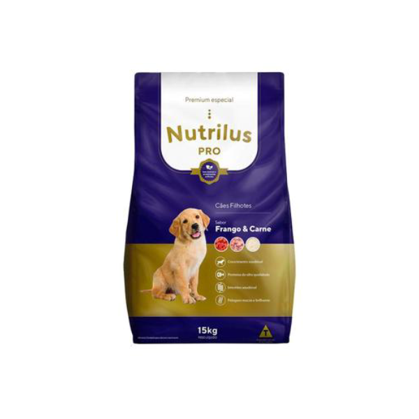Ração Seca Nutrilus Pro Frango & Carne para Cães Filhotes - 15 Kg