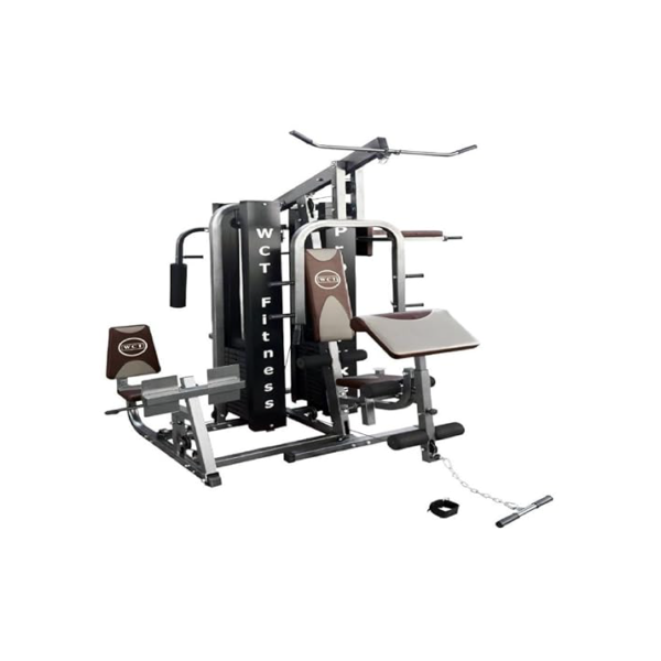 Multi Estação Pro Deluxe 204Kg Anilhas WCT Fitness Musculação Completa Treino Peito Perna Costa Supino Máquina Voador Barra Pulley Cadeira Extensora Banco Scott Legg Press Abdominal Paralela