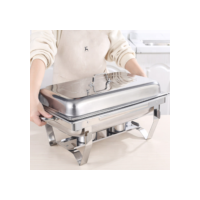 Rechaud Inox 9 Litros 1/2 Panelas Banho Maria 2 Cubas Buffet