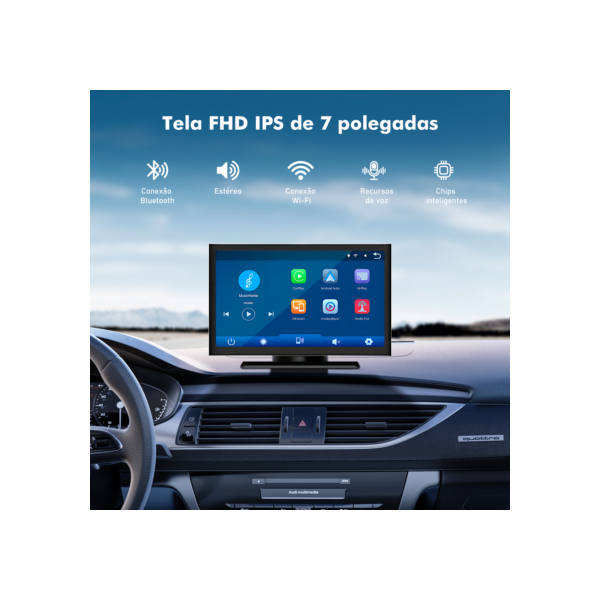 Carplay Android Auto， Sistema Inteligente Carro， Multimídia Automotiva， Som Automotivo， Multimidia 7 Polegadas Android， TV