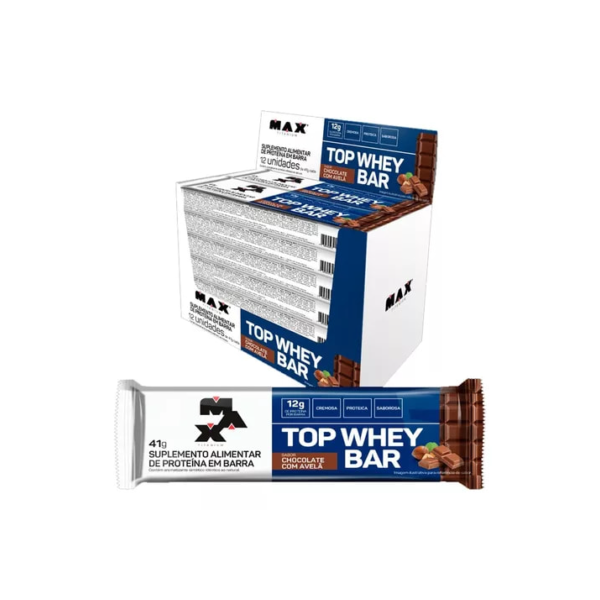 Top Whey Bar - Caixa C/12 Unidades - Max Titanium Sabor Chocolate com avelã