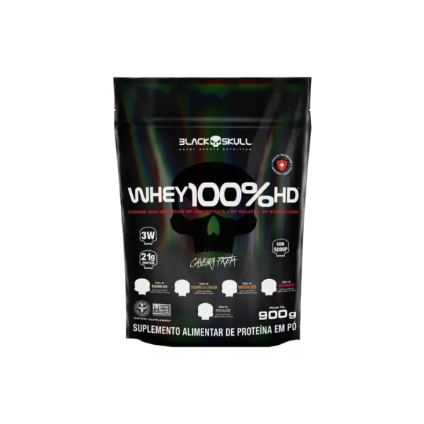 Whey 100% Hd 900g Concentrado E Isolado Black Skull Sabor Cookies & cream