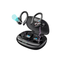 Fone de ouvido in-ear gamer sem fio Bluetooth S730 preto com luz LED