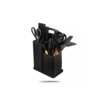 Kit 19 Utensílios Silicone De Cozinha Facas Tabua De Cortar