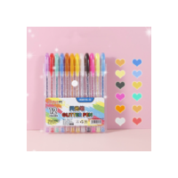 Novidade Kit com 12/24/36/48 Cores Caneta Gel ColorGel Tinta Glitter Pastel Neon Metal Escolar Ponta 1.0mm