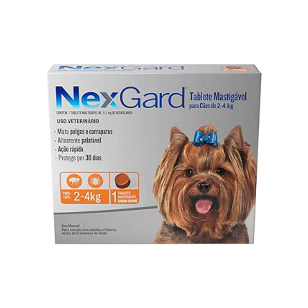 NexGard Antipulgas e Carrapatos para Cães de 2 a 4kg, 1 tablete