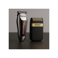 Kit 2 Maquininha Cortar Cabelo Barba Acabamento Profisional Kemei Shave 2024 Kemei 9163 Recarregavel