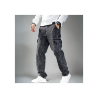 Calça Jeans Cargo Masculina Streetwear Preta Mescla Cinza Grafite 34 Ao 44