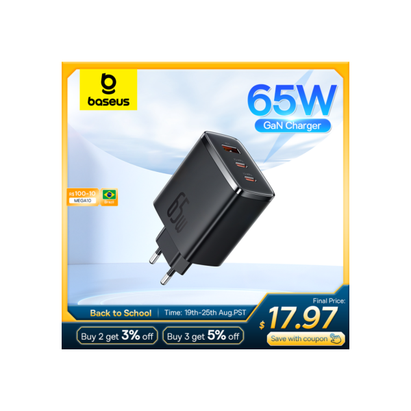 Baseus 65w carregador gan, carregador pd tipo c usb, suporte pd qc pps, carregador rápido portátil para iphone 15 14 13, carregador de laptop