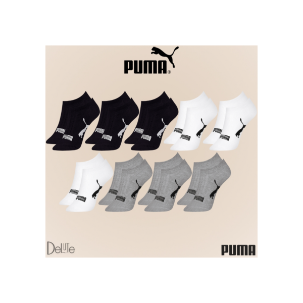 Kit com 9 Meias Esportiva Puma Sport Calcanhar Verdadeiro Cano Baixo Lisa Modelo Sapatilha Adulto