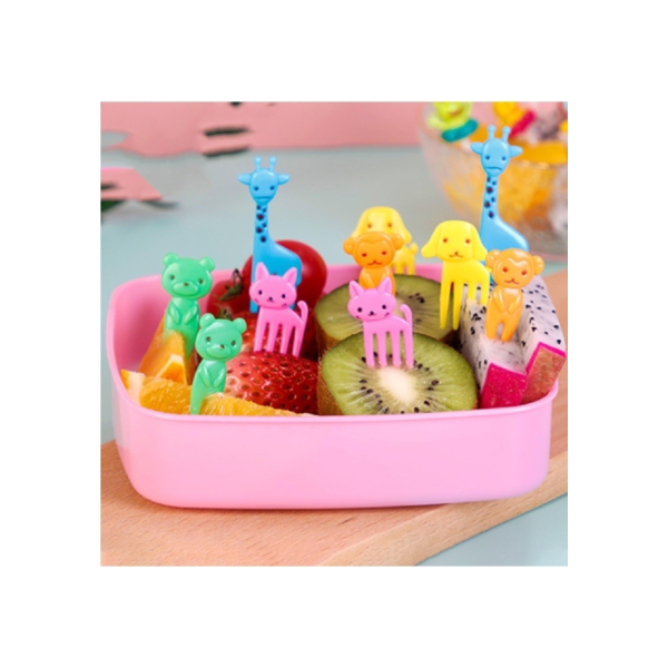 8 peças Mini Garfo Para Petisco Infantil de Fruta de Desenho Animado