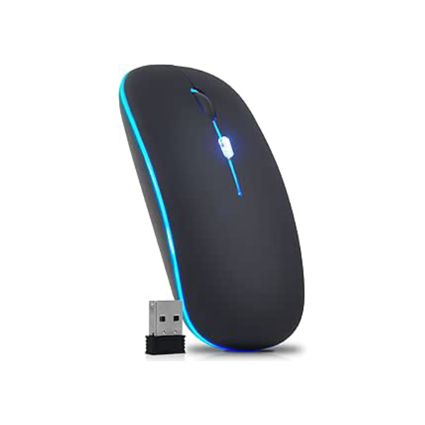 Mouse Sem Fio Óptico 3200dpi Usb Wireless 2.4ghz Recarregável Pc Notebook Computador Tv Smart (Preto)