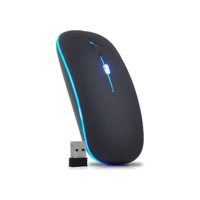 Mouse Sem Fio Óptico 3200dpi Usb Wireless 2.4ghz Recarregável Pc Notebook Computador Tv Smart (Preto)