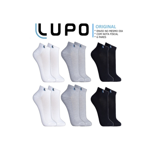 Kit 6 Pares Meias Lupo Soquete Cano Curto Baixo Algodão Meia Masculino Feminina Original