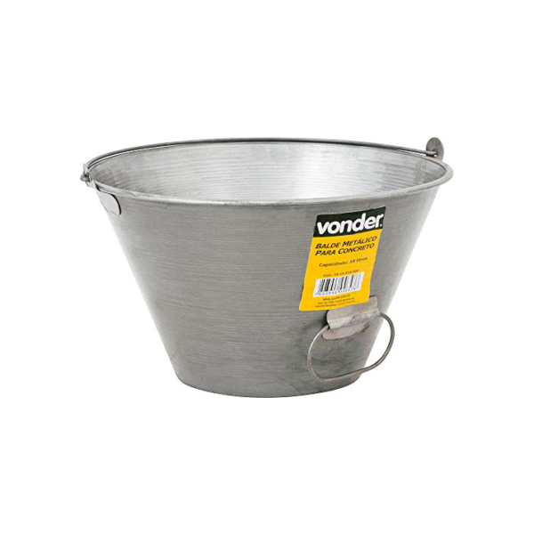 Balde Metálico Para Concreto, 10 Litros, Vonder