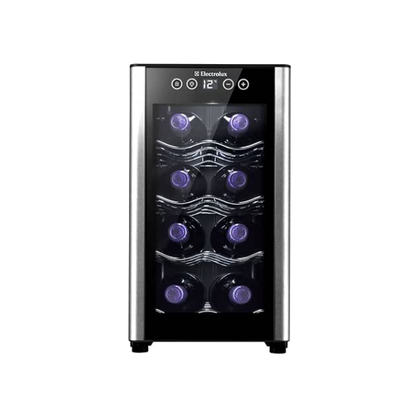 Adega ACB08 Electrolux 8 garrafas 1 Porta Preta Acabamento em Alumínio - Bivolt
