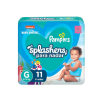 Fraldas Descartáveis Para Água Pampers Splashers Baby Shark M-G 11 fraldas