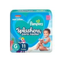 Fraldas Descartáveis Para Água Pampers Splashers Baby Shark M-G 11 fraldas