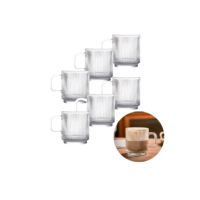 Conjunto 6 Canecas de Vidro Caneladas Xícaras Resistentes Textura Canelado Café
